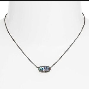 Kendra Scott Elisa Pendant Necklace Abalone ShellShort Gunmetal Tone Black